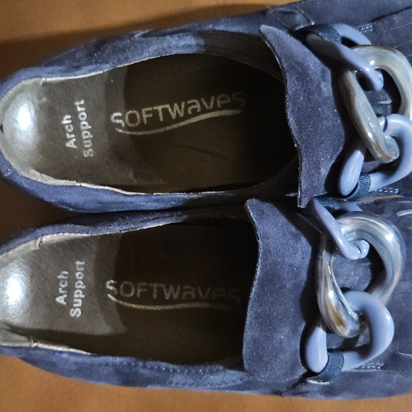 Softwaves Cadie Wedge Sneakers Shoes Platform Navy Blue Suede - Picture 4 of 5